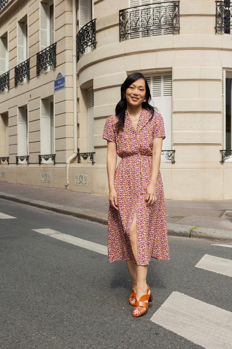 Giada Dress - Purple and Orange Floral