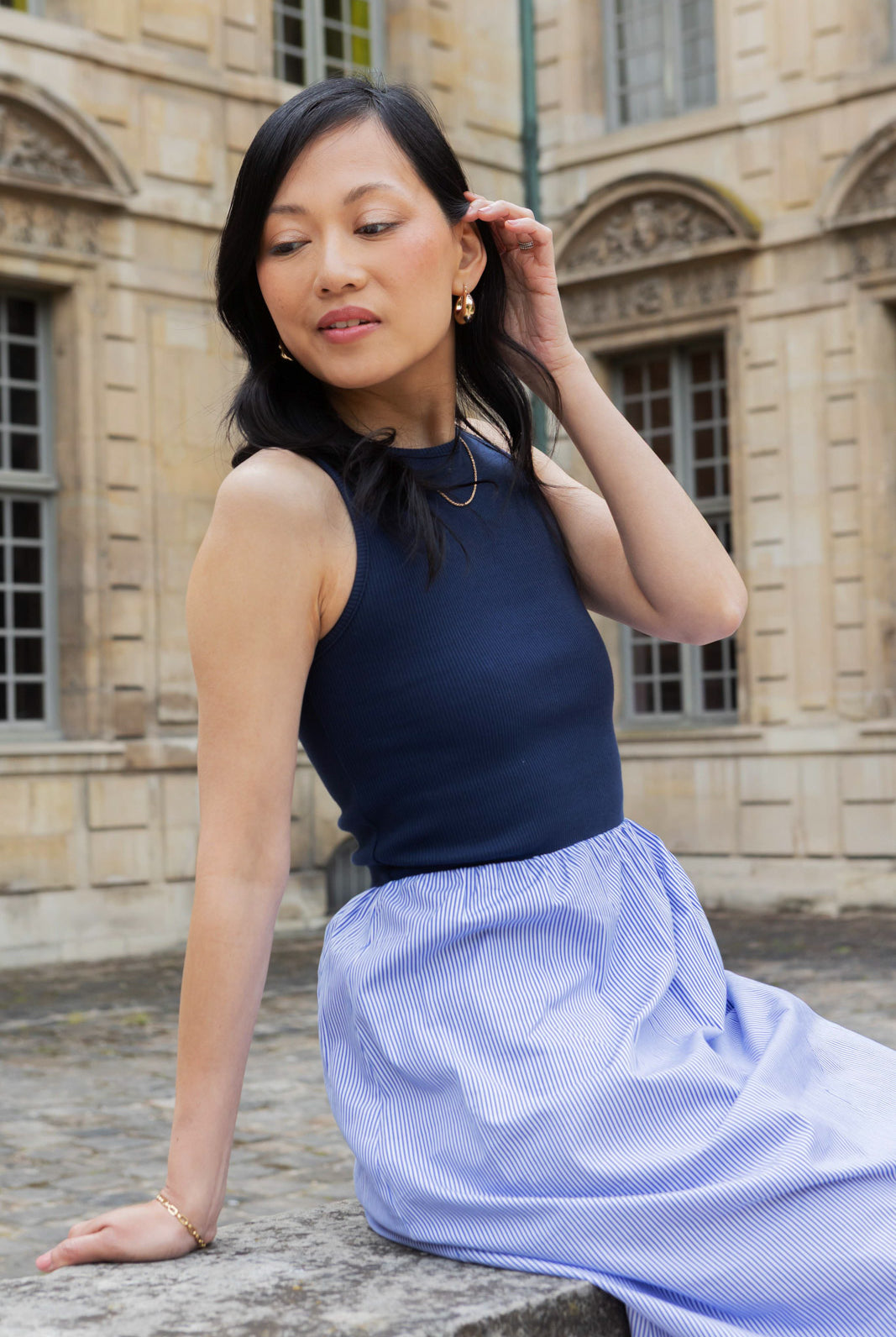 Petite-and-so-what-robe-maille-rayure-fluide-femme-petite-aimee