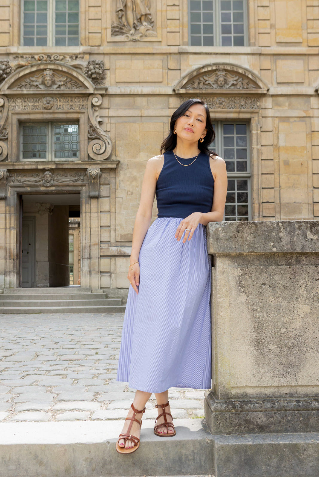 Petite-and-so-what-robe-maille-rayure-fluide-femme-petite-aimee