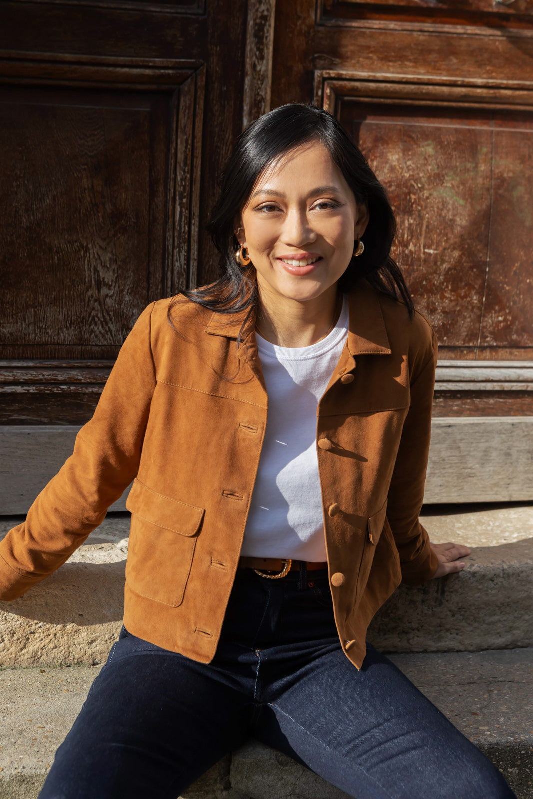 Petite-and-so-what-veste-daim-camel-marron-femme-petite