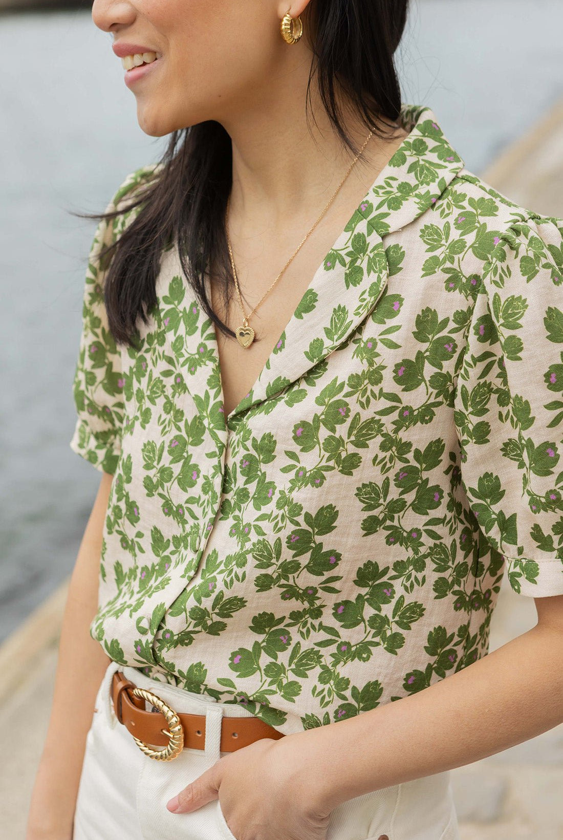 Olga top - khaki floral - Petite and So What