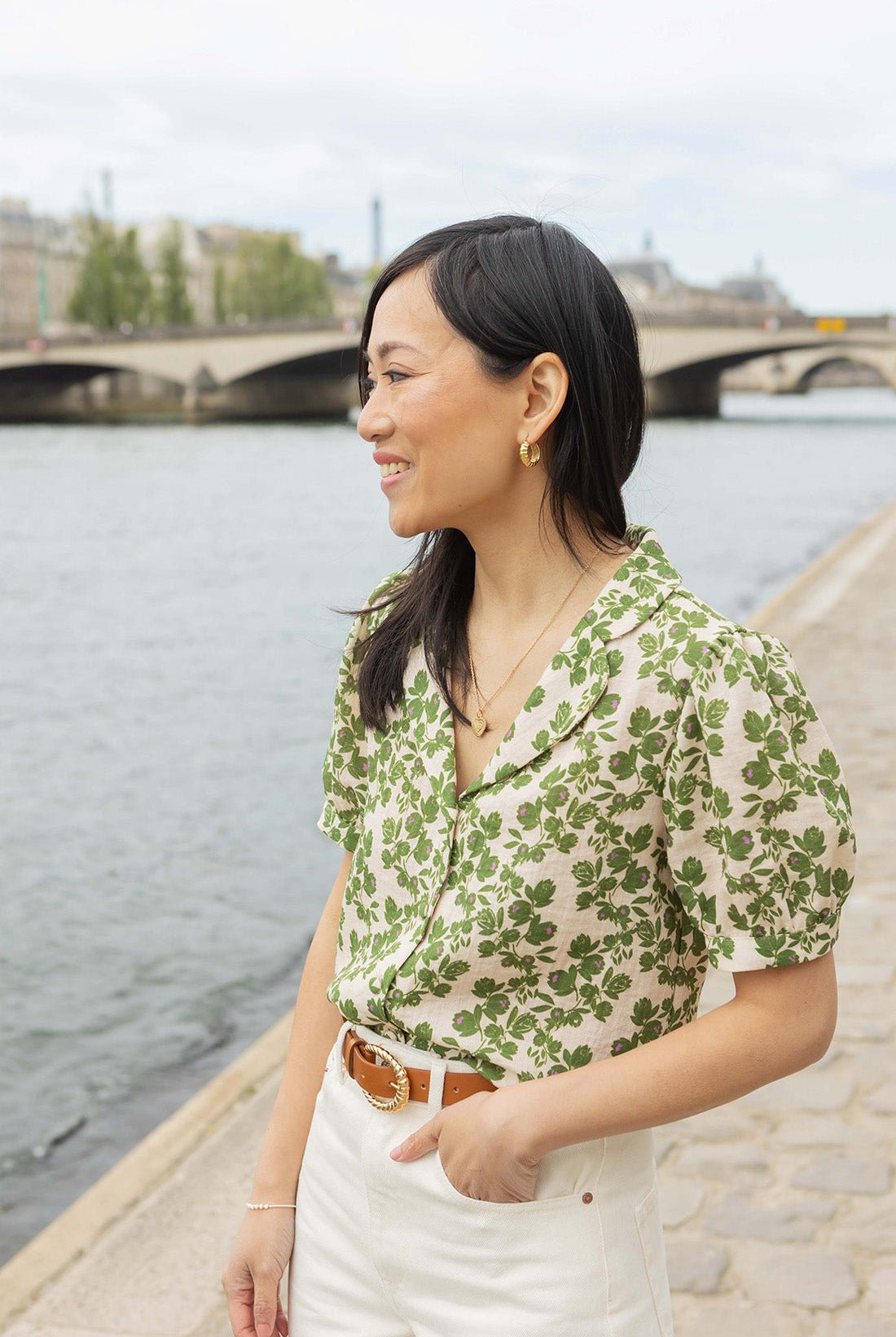 Olga top - khaki floral - Petite and So What