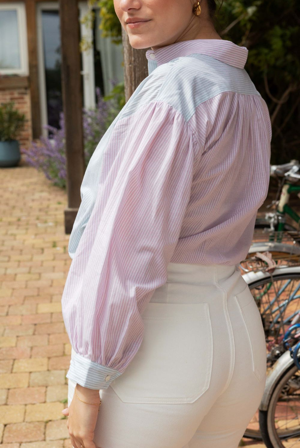 Rita top - green & pink stripes - Petite and So What