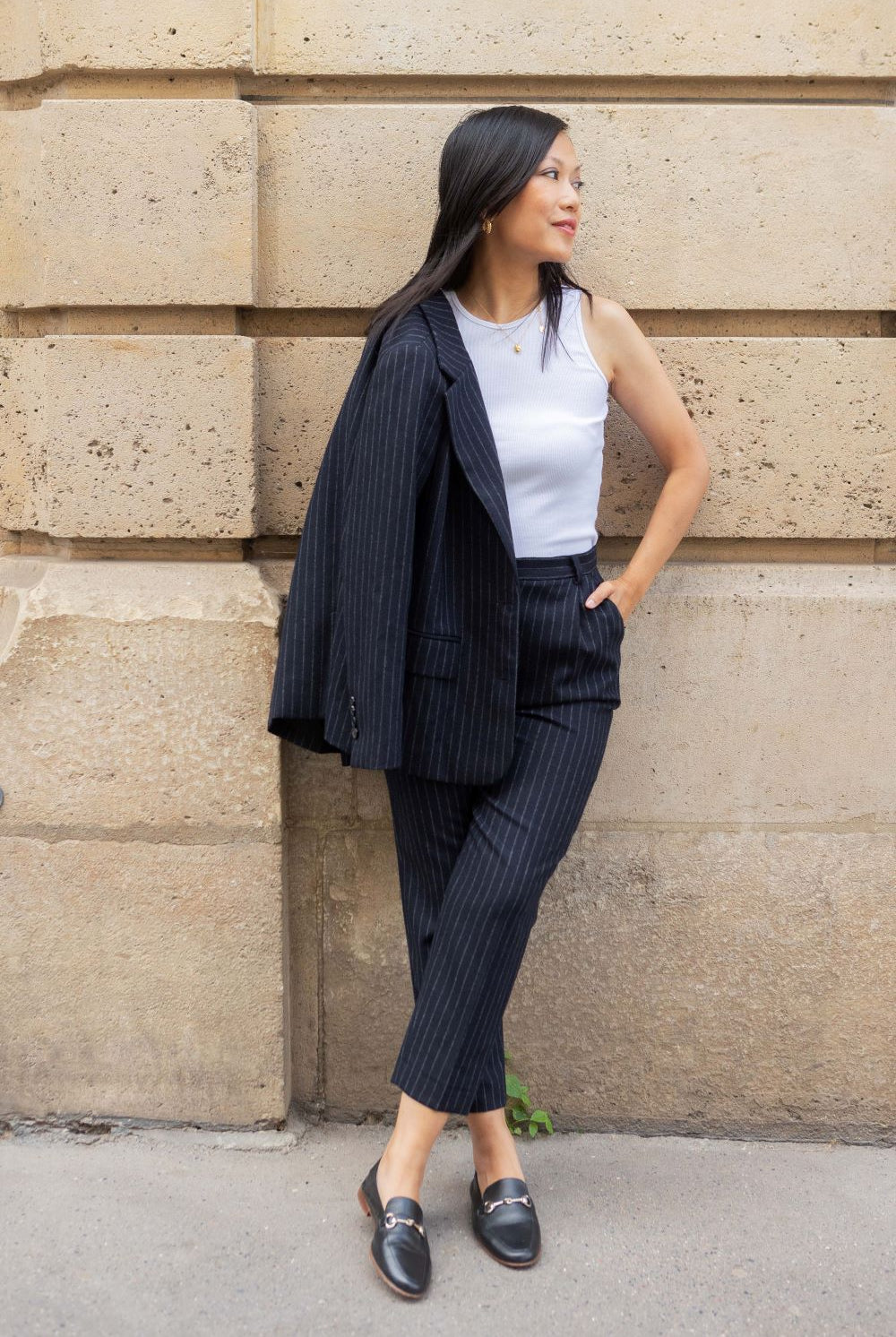 Pantalon Angela - marine rayures tennis - Petite and So What