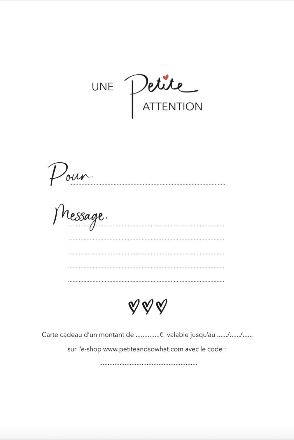 Carte cadeau - Petite and So What