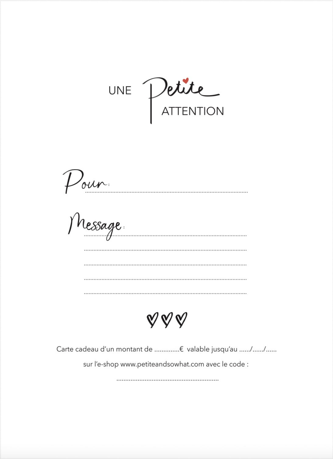 Carte cadeau - Petite and So What