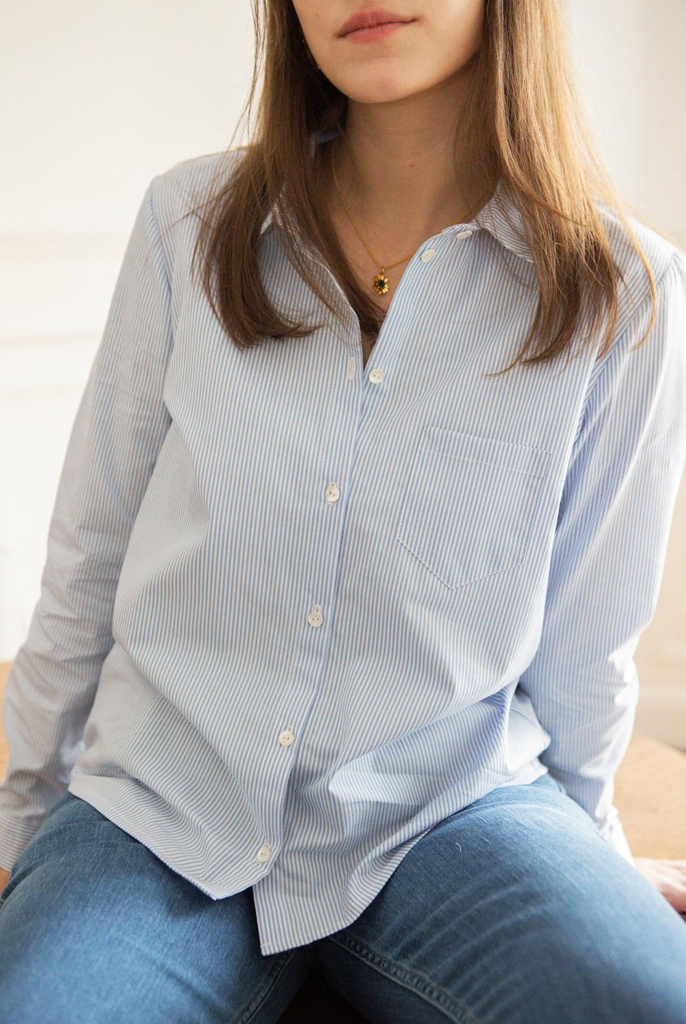 Sarah shirt - blue striped - Petite and So What