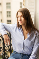 Sarah shirt - blue striped - Petite and So What