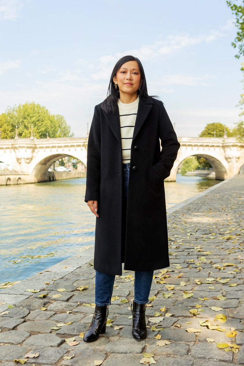 Manteau Fran?�oise noir | Manteau long droit femme petite �?? Petite and So What