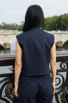 Petite-and-so-what-gilet-lin-marine-femme-petite