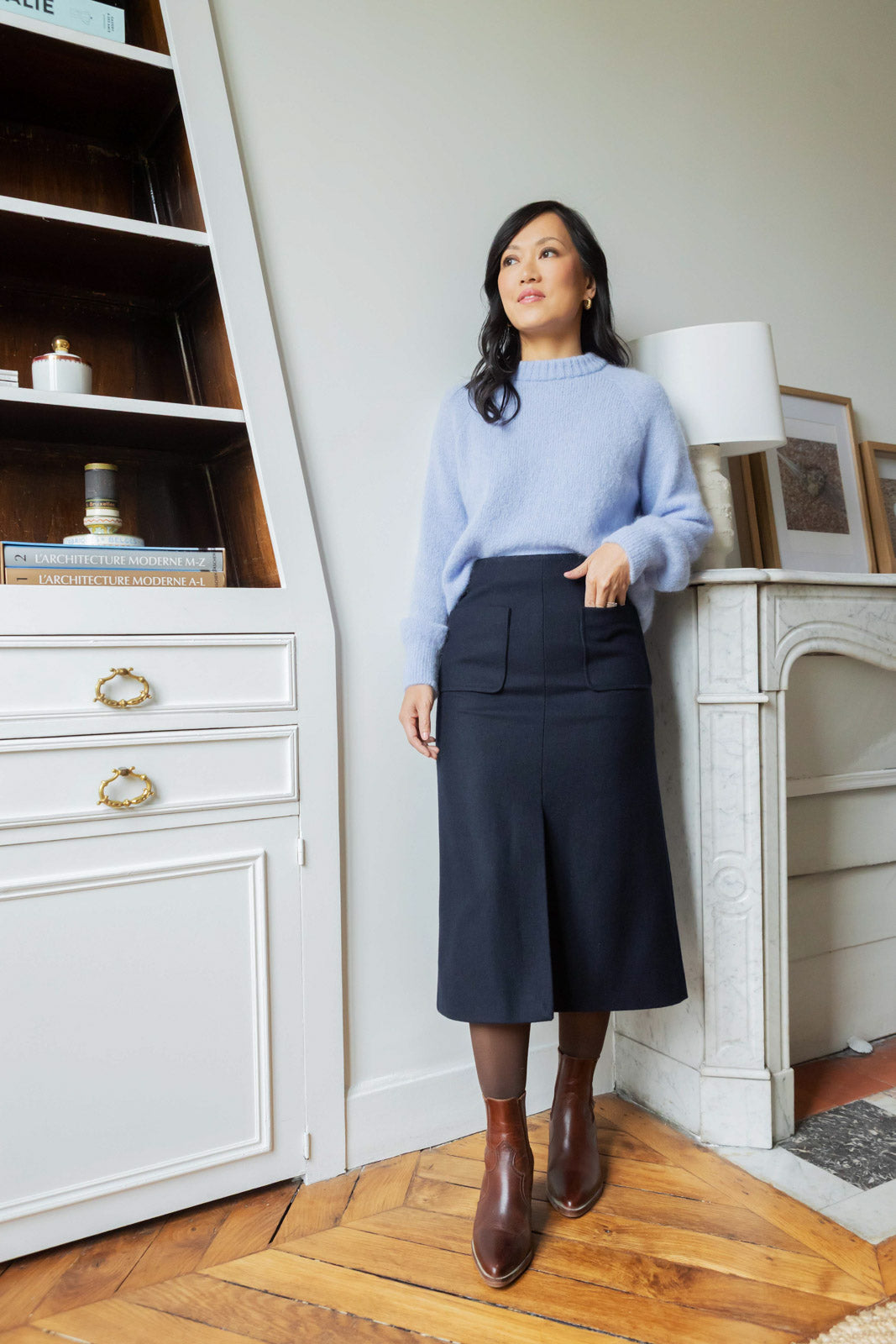 Petite-and-so-what-jupe-midi-laine-marine-femme-petite