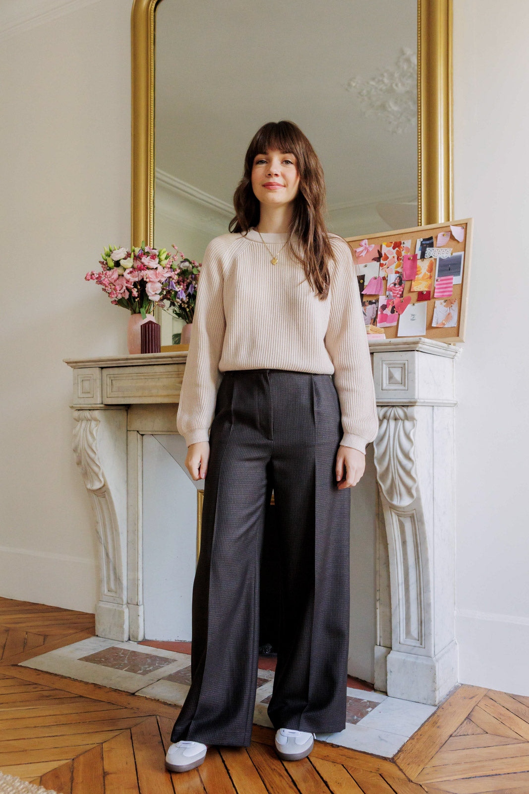 Petite-and-so-what-pantalon-large-fluide-femme-petite-marron-chocolat-carreaux-lucy