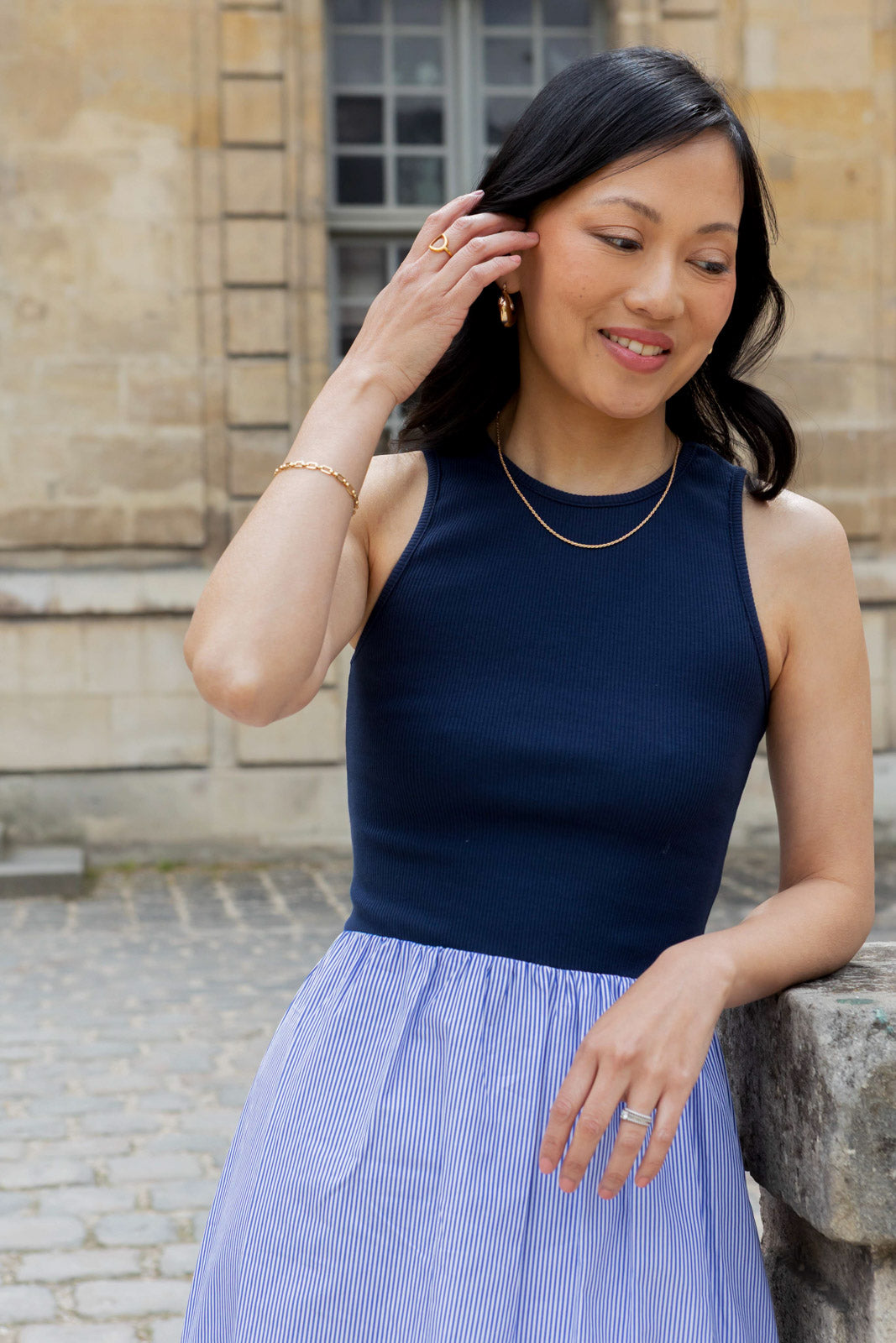 Petite-and-so-what-robe-maille-rayure-fluide-femme-petite-aimee