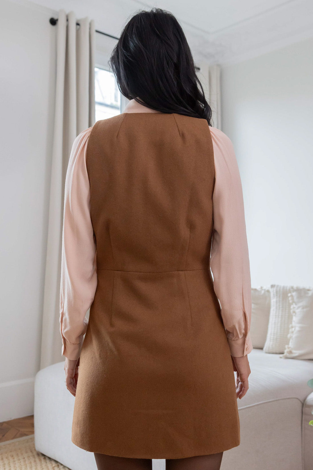 Petite-and-so-what-robe-chasuble-marron-automne-femme-petite