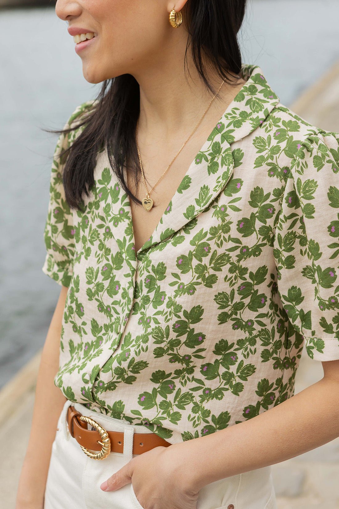 Olga top - khaki floral - Petite and So What