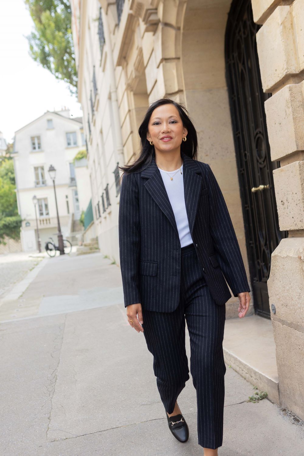 Pantalon Angela marine rayures tennis