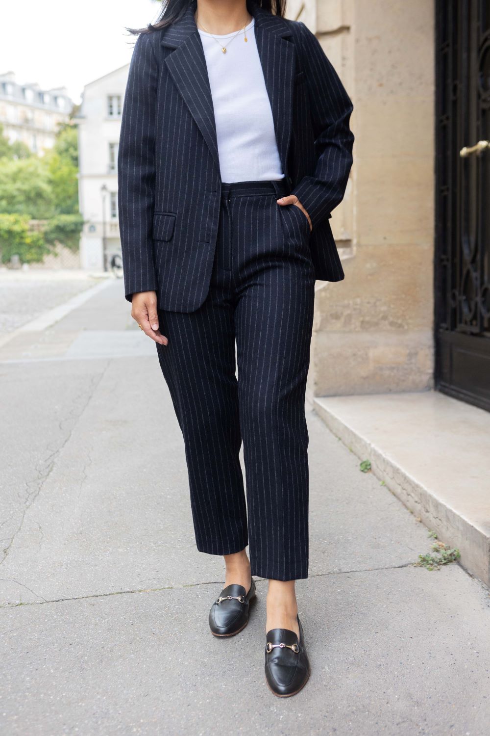 Angela pants - navy tennis stripes - Petite and So What