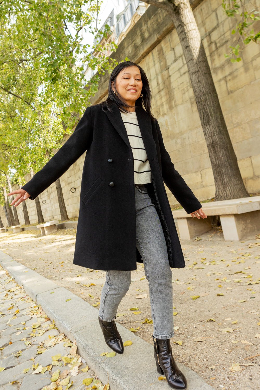 100 Laine Femme Manteau Noir En Laine Manteau Laine Long Oversize