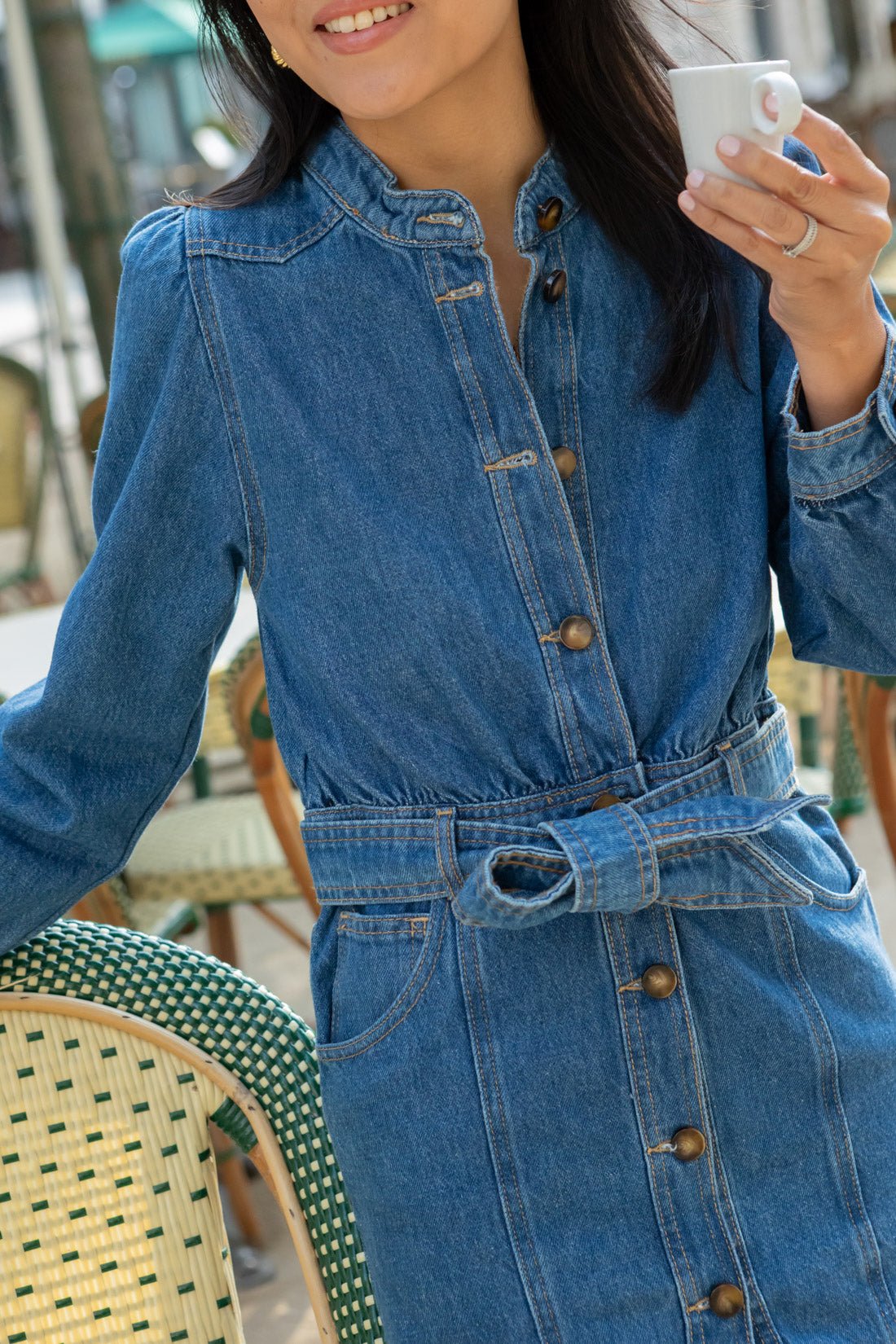 Edith dress - denim | Women's short slim-fit denim dress Petite